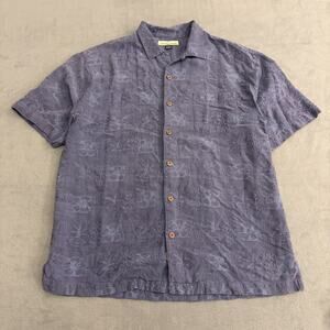 Tommy Bahama Shirt Mens M Navy Blue Floral Original Fit Button Up Silk Shirt